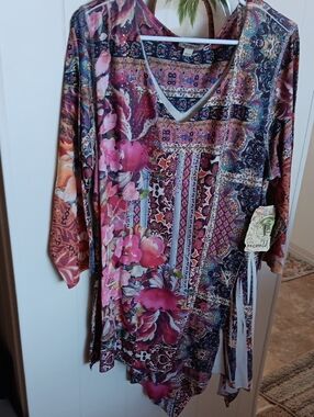 ONE WORLD Multicolor Paisley Patchwork Tunic 2x Nwt